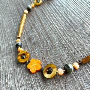 🌸 Handcrafted Orange Flower Necklace - One-of-a-Kind Beauty! 🌸